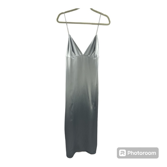 Massimo Dutti Dresses & Skirts - NWT Massimo Dutti Midi Gray Silver Satin Camisole Slip Dress Size Large